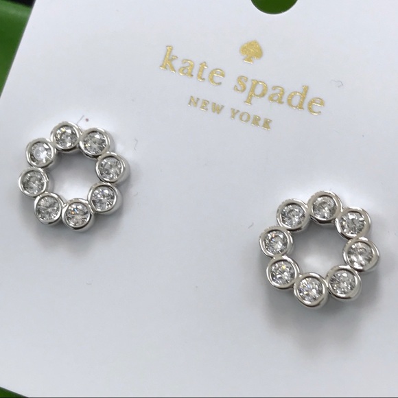 Kate Spade Full Circle Clear/Silver Stud Earrings - Picture 2 of 5